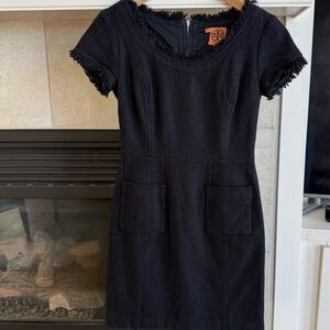 Tory Burch Tweed Fringe Black Dress Size 0